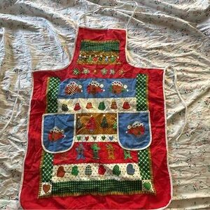 Vintage Handmade Christmas Patchwork Apron - Gingerbread & Mittens